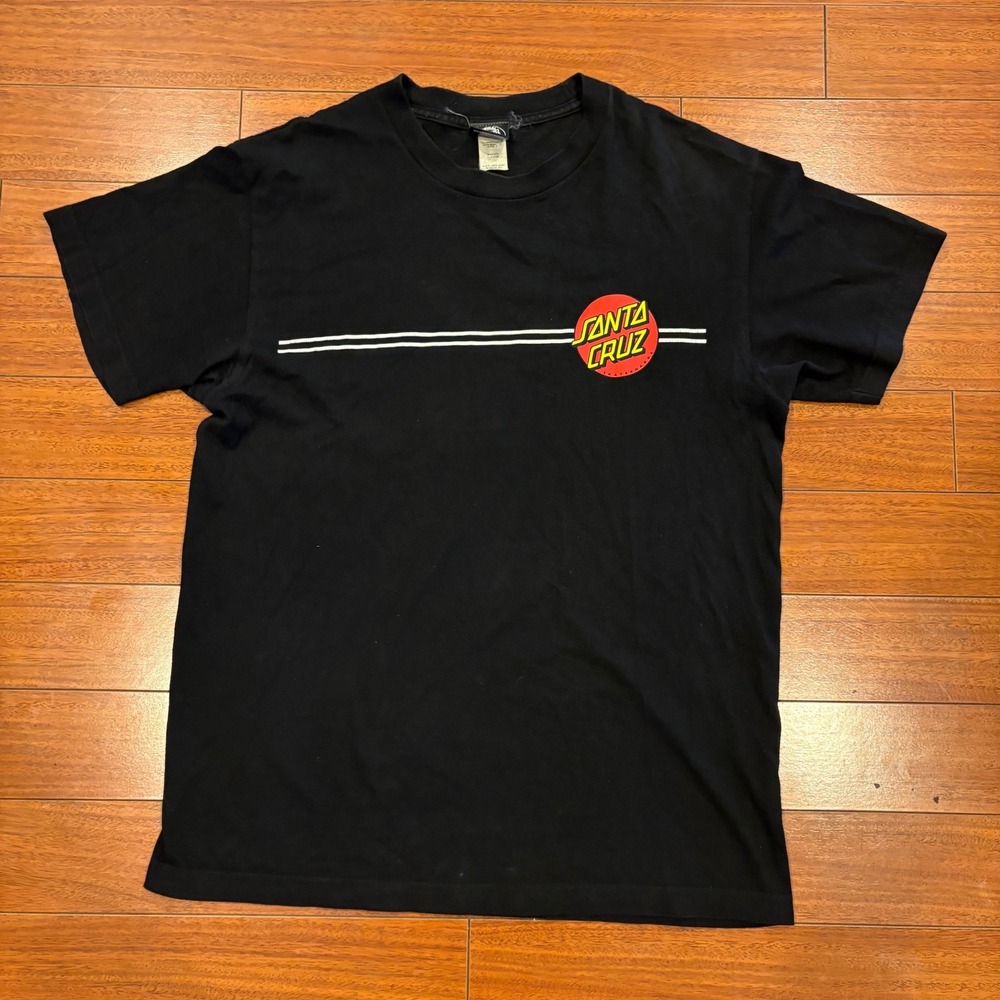 Indie Y2K Skate Santa Cruz Skateboards Classic Dot Pinstripe Tee Skater Sleaze